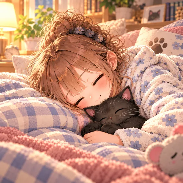 Kode-chan and Mame sleeping side by side