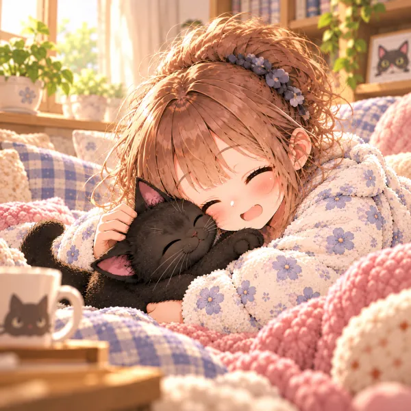 Mame nuzzling against Kode-chan's cheek